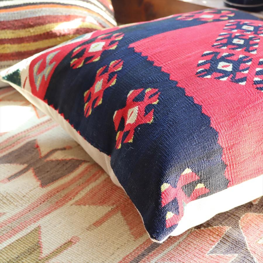 クッションカバー 50cmサイズ オールドキリム ウール ヴィンテージ シャルキョイ レッド＆ブラック | ブランド登録なし | 03