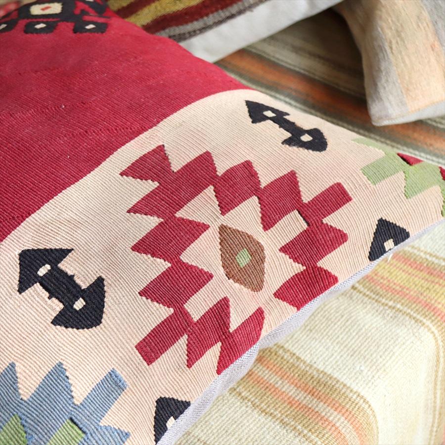 オールドキリムクッションカバー 50cmサイズ Turkish Vintage kilim シャルキョイ レッド＆ベージュ | ブランド登録なし | 01