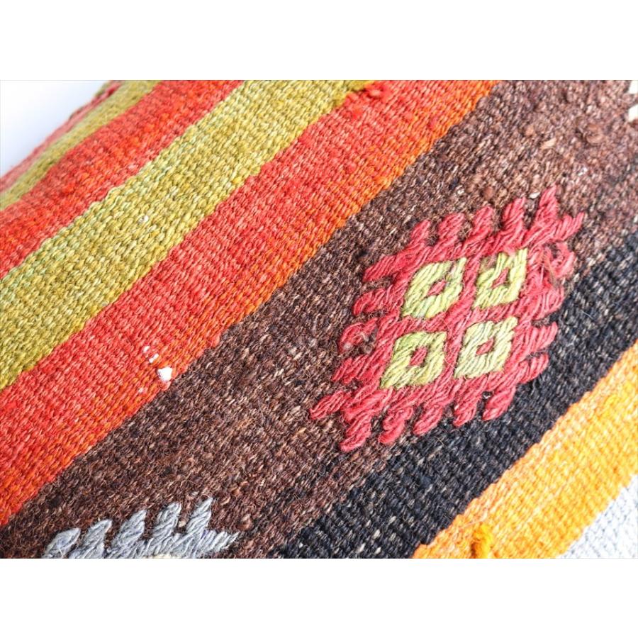 オールドキリムクッション 長方形ビッグピロー Turkish Old Kilim Cushion 70x50cmシンプルボーダー ひし形のジジム | ブランド登録なし | 03