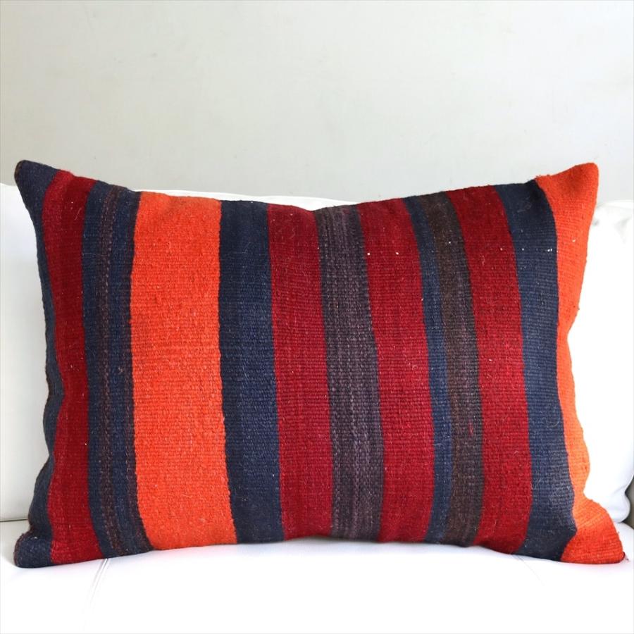 オールドキリムクッション 長方形ビッグピロー Turkish Old Kilim Cushion 70x50cmシンプルボーダー | ブランド登録なし