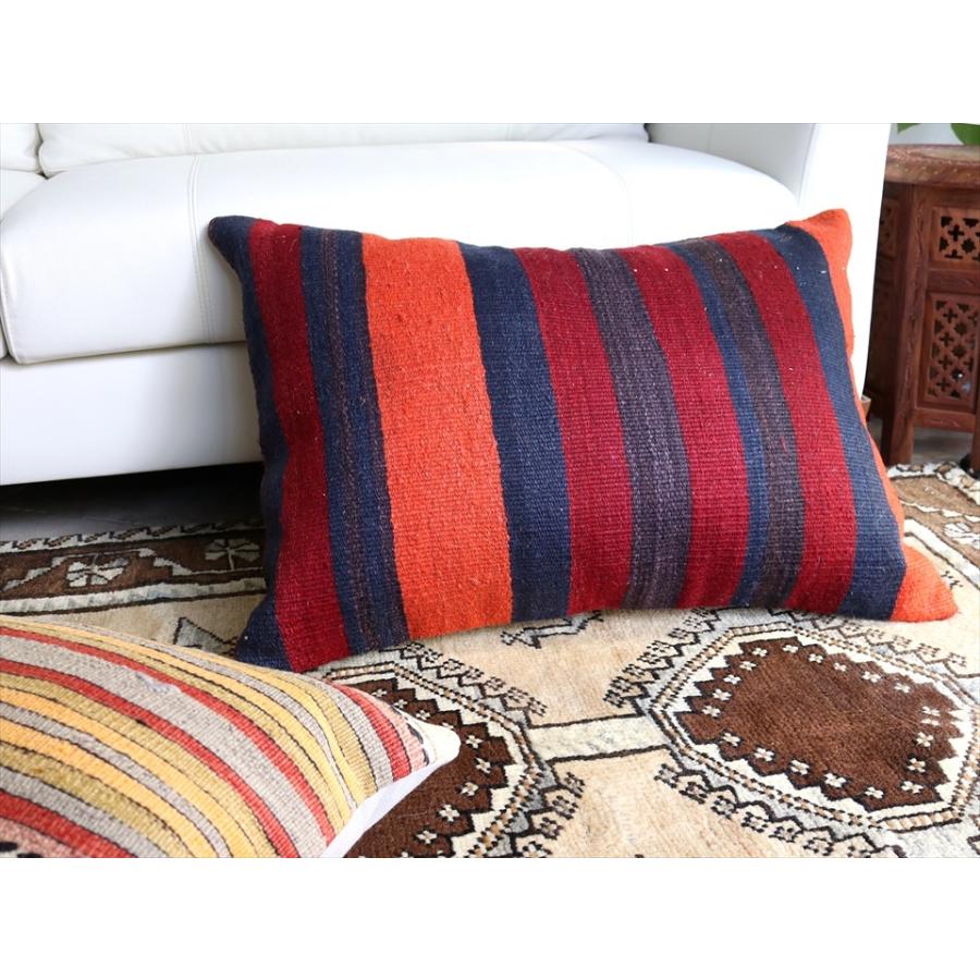 オールドキリムクッション 長方形ビッグピロー Turkish Old Kilim Cushion 70x50cmシンプルボーダー | ブランド登録なし | 03