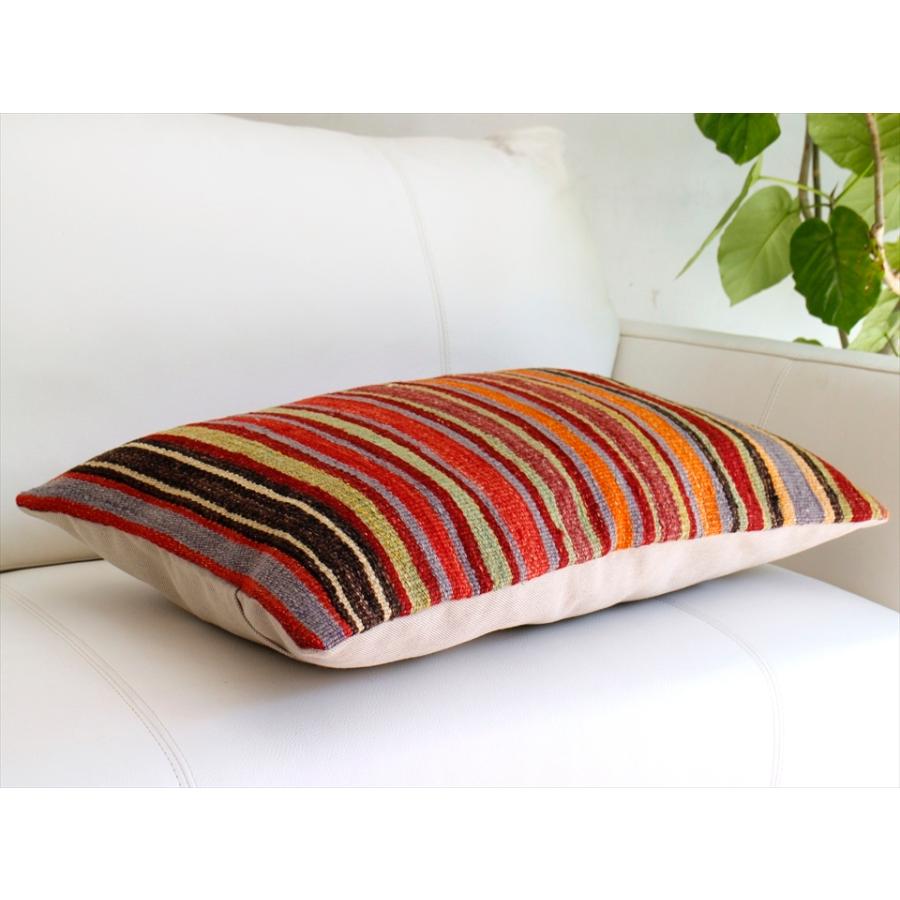 オールドキリムクッションカバー 長方形 枕型ビッグピロー Lumbar Pillow 60x40cm シンプルなボーダー | ブランド登録なし | 04