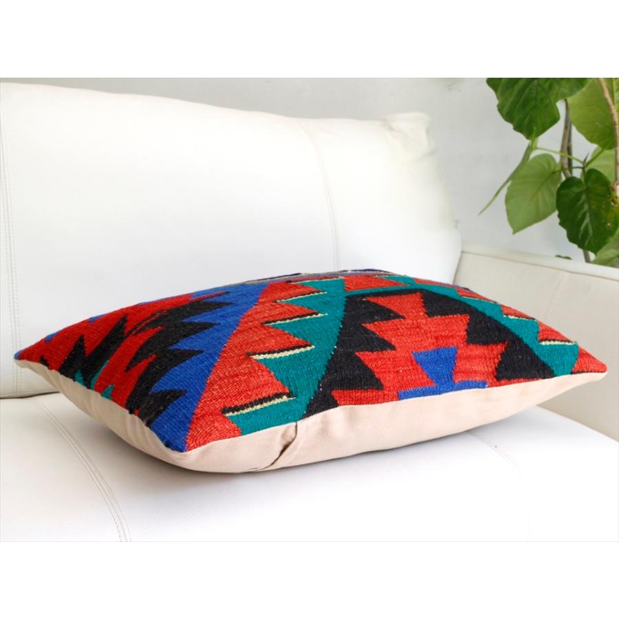 オールドキリムクッションカバー 長方形 枕型ビッグピロー Lumbar Pillow 60x40cm ジグザグのひし形モチーフ | ブランド登録なし | 04
