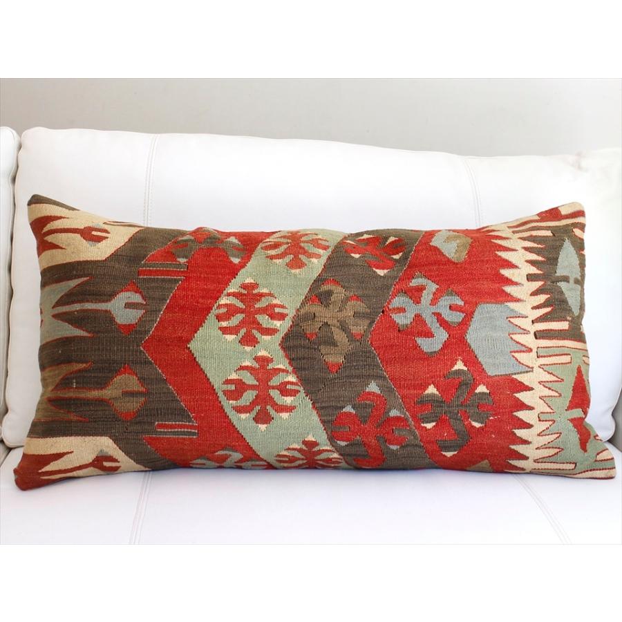 オールドキリムクッションカバー 長方形 横長ビッグピロー Lumbar Pillow 75x39cm ひし形メダリオン | ブランド登録なし | 04