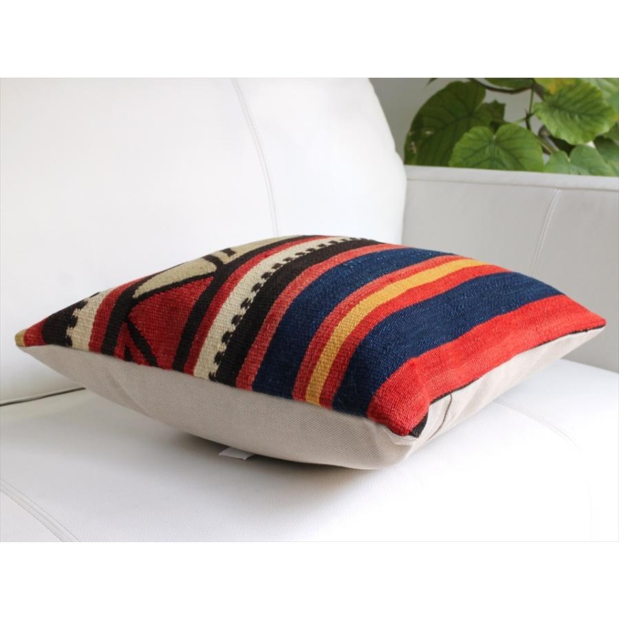 オールドキリムクッションカバー40cmサイズ/Old Kilim Cushion ブルー レッド イエローのボーダー | ブランド登録なし | 03