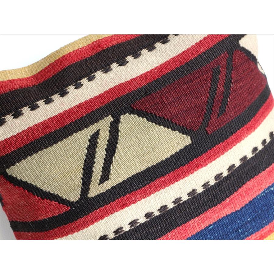 オールドキリムクッションカバー40cmサイズ/Old Kilim Cushion ブルー レッド イエローのボーダー | ブランド登録なし | 04