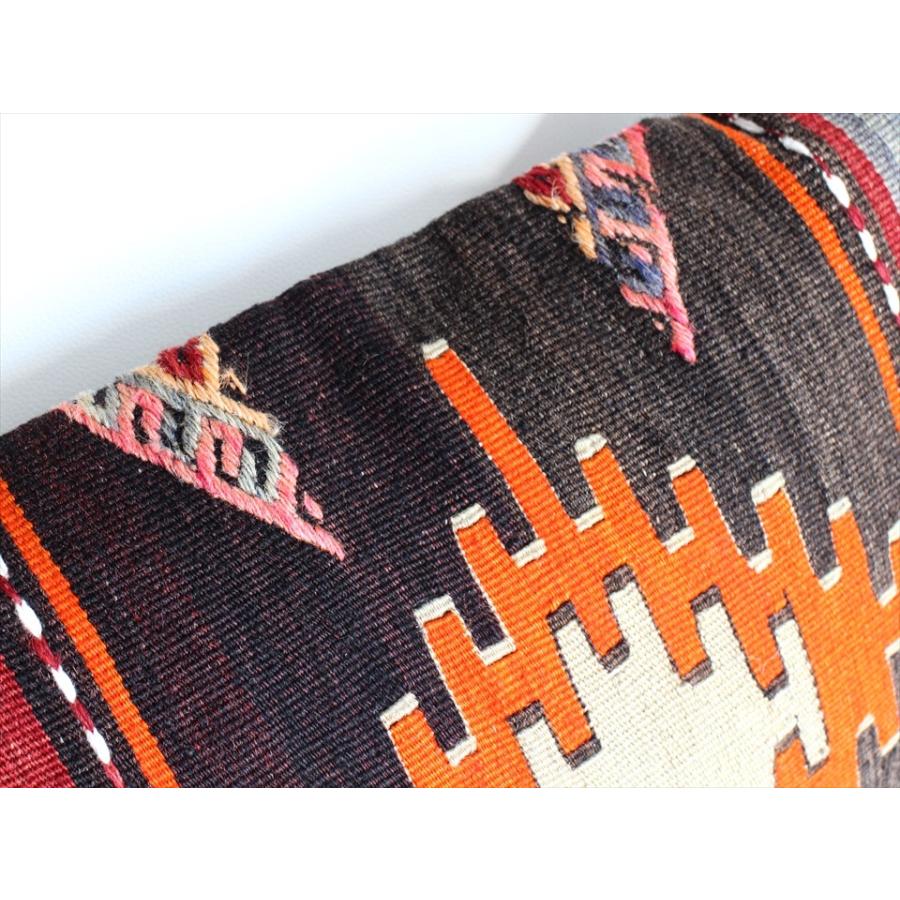 オールドキリムクッション 長方形ビッグピロー Turkish Old Kilim Cushion ジグザグしたひし形と三角形のジジム | ブランド登録なし | 02