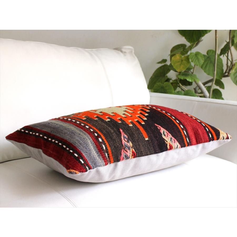 オールドキリムクッション 長方形ビッグピロー Turkish Old Kilim Cushion ジグザグしたひし形と三角形のジジム | ブランド登録なし | 03