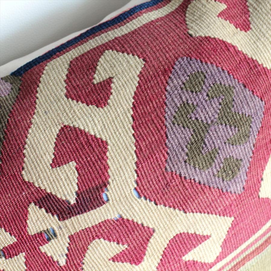 オールドキリムクッション 長方形ビッグピロー Turkish Old Kilim Cushion 赤紫とグリーン | ブランド登録なし | 01