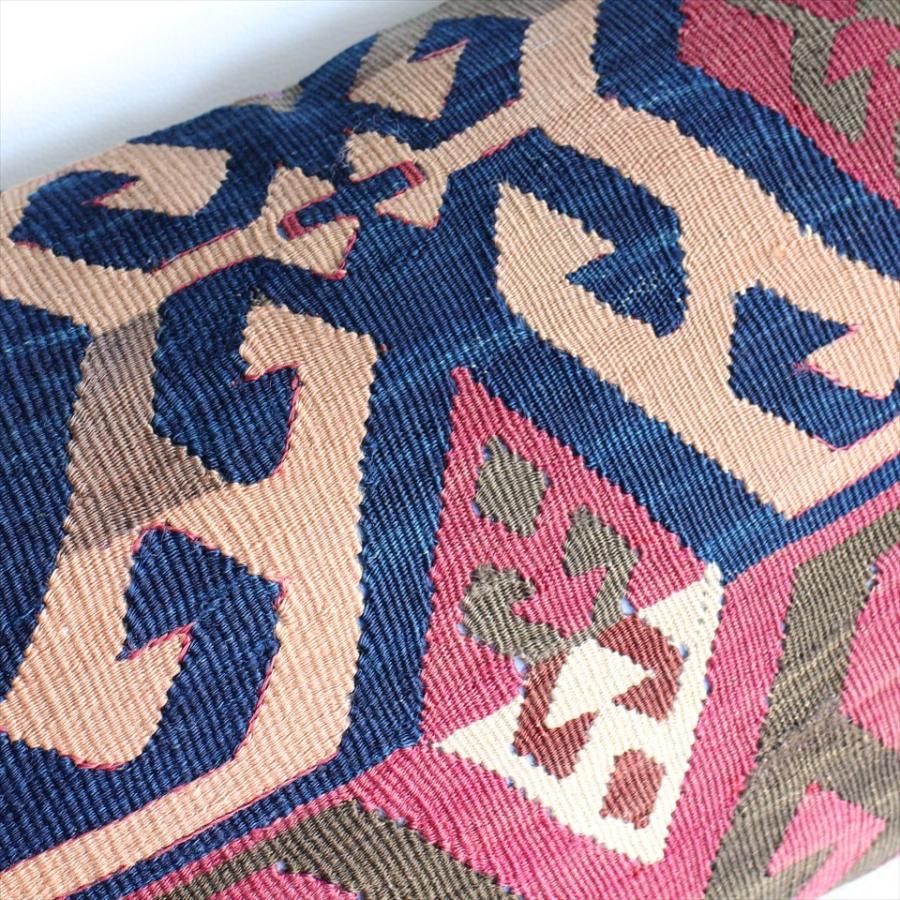 オールドキリムクッション 長方形ビッグピロー Turkish Old Kilim Cushion ネイビーと赤紫 | ブランド登録なし | 02