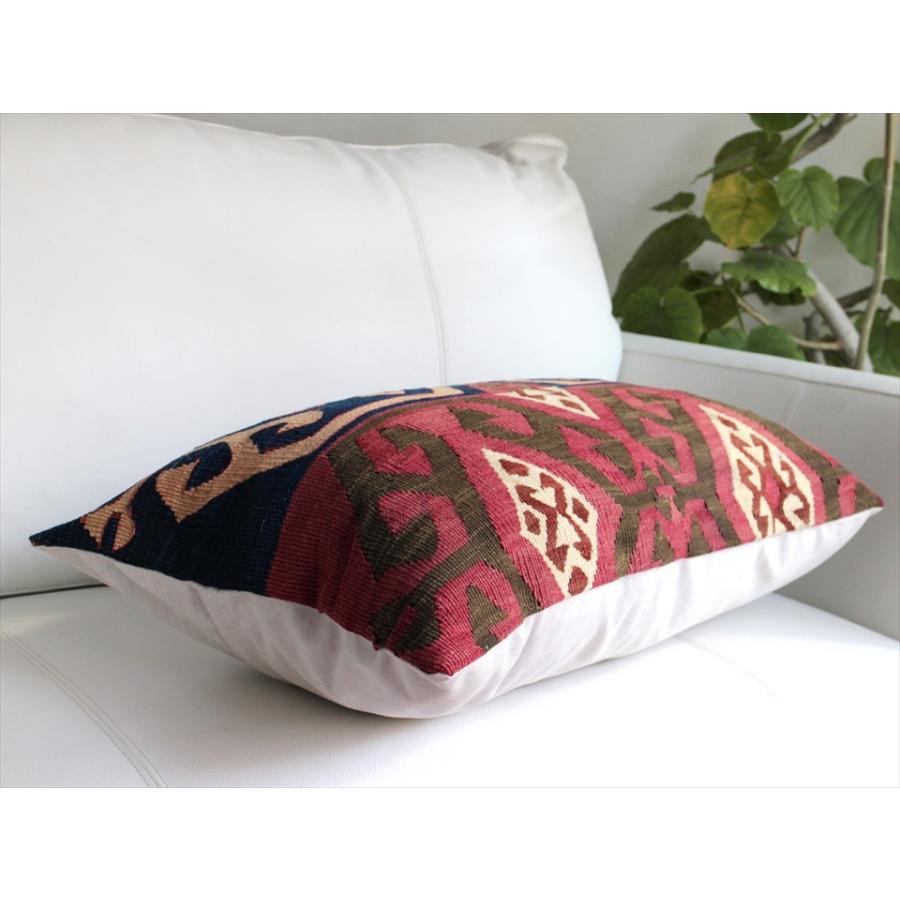 オールドキリムクッション 長方形ビッグピロー Turkish Old Kilim Cushion ネイビーと赤紫 | ブランド登録なし | 04