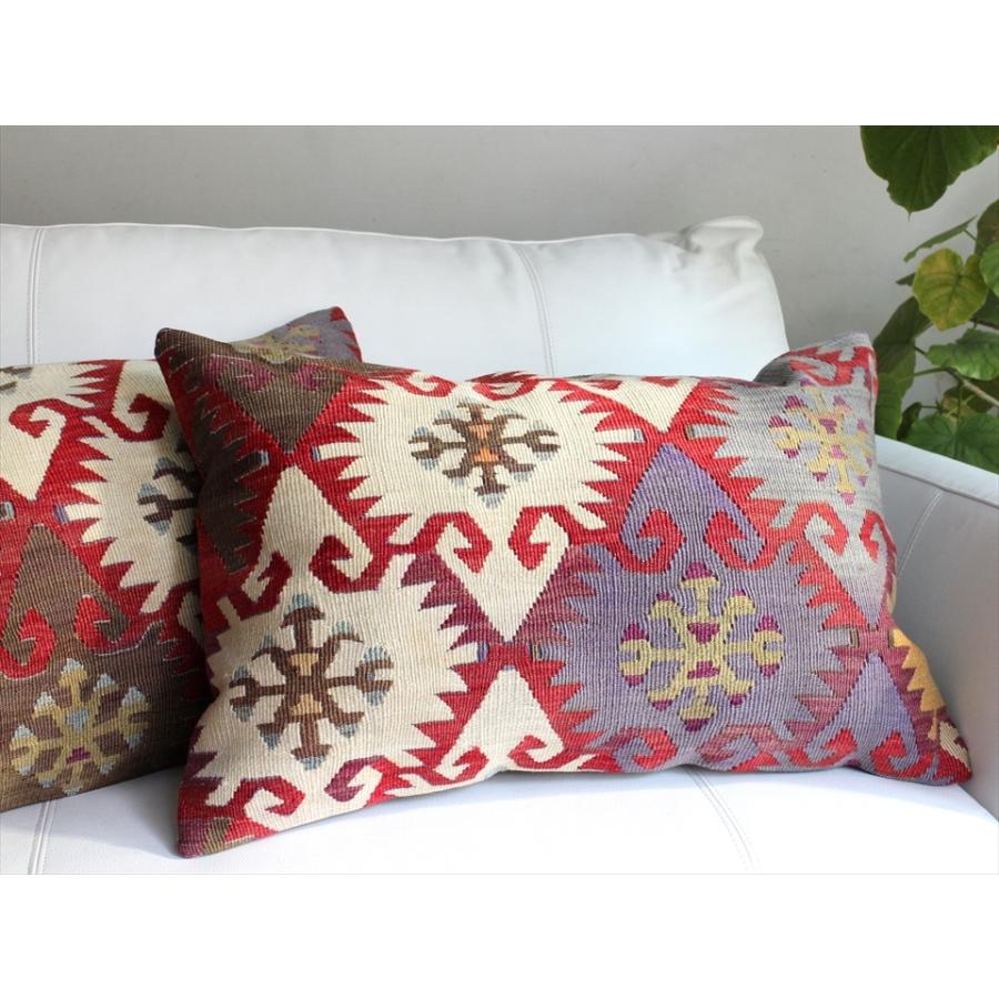 オールドキリムクッション 長方形ビッグピロー Turkish Old Kilim Cushion 赤のエリベリンデ | ブランド登録なし | 04