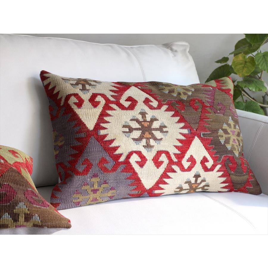 オールドキリムクッション 長方形ビッグピロー Turkish Old Kilim Cushion 赤のエリベリンデ | ブランド登録なし | 04
