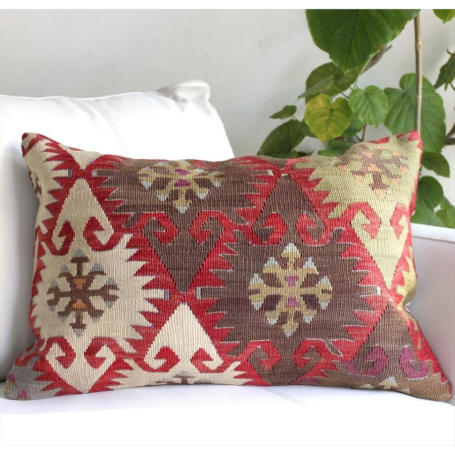 オールドキリムクッション 長方形ビッグピロー Turkish Old Kilim Cushion 赤のエリベリンデ | ブランド登録なし