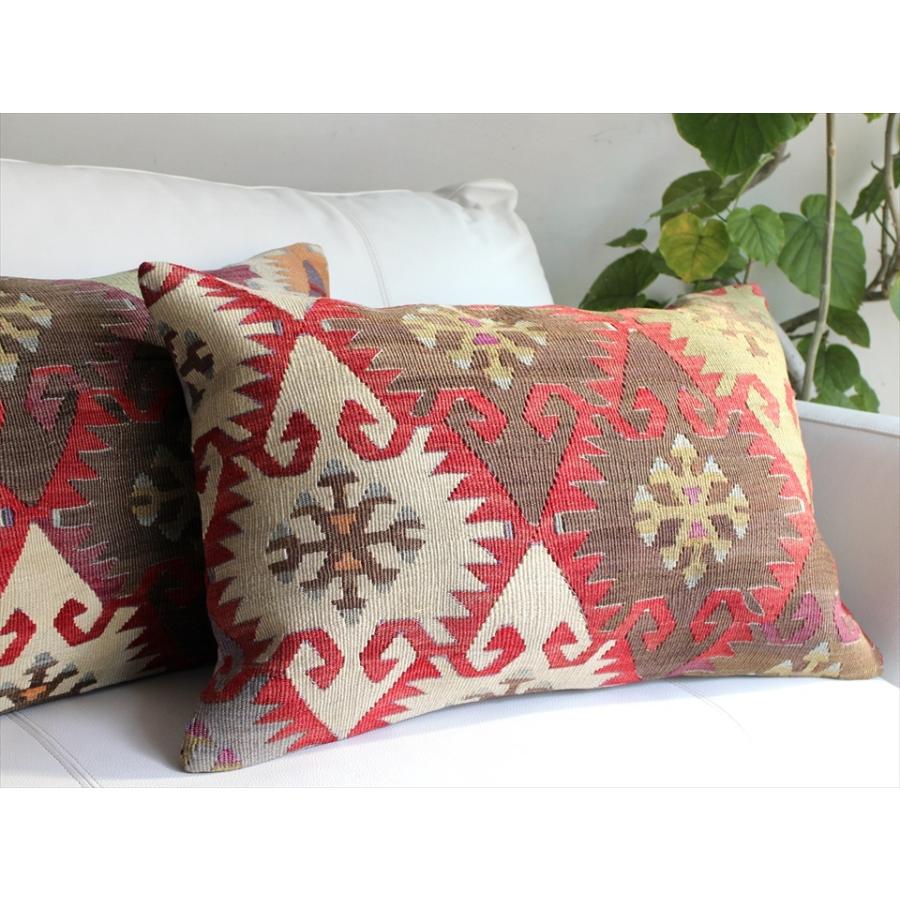 オールドキリムクッション 長方形ビッグピロー Turkish Old Kilim Cushion 赤のエリベリンデ | ブランド登録なし | 04