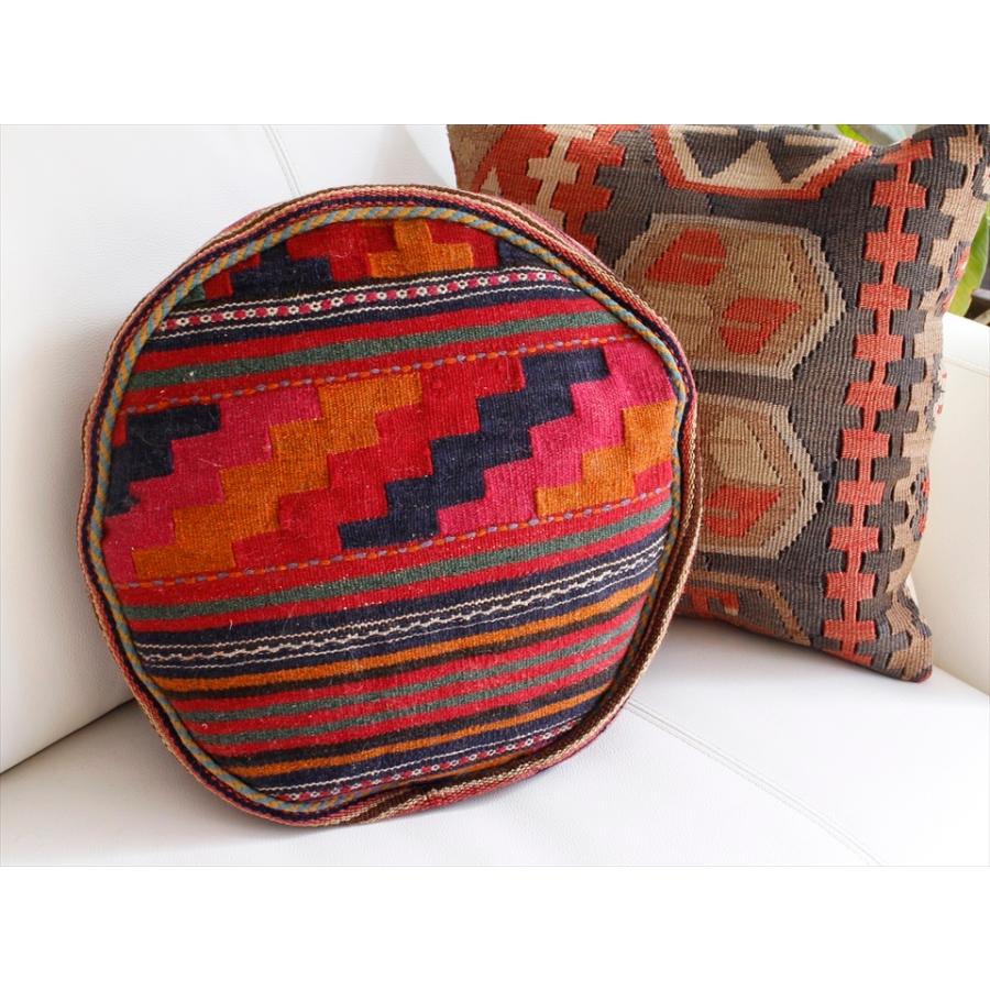 ガジャリキリムクッションカバー 円形 ラウンド型 /Lサイズφ37x6cmボーダー | ブランド登録なし | 04