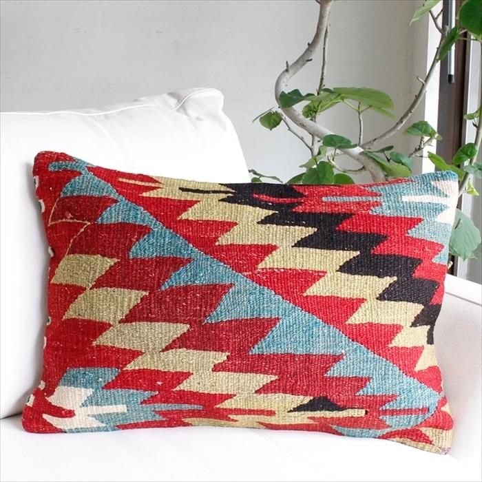 オールドキリムクッション 長方形ビッグピロー Turkish Old Kilim Cushionイーブルアイ/59x39cm/エシュメ(Esme) | ブランド登録なし