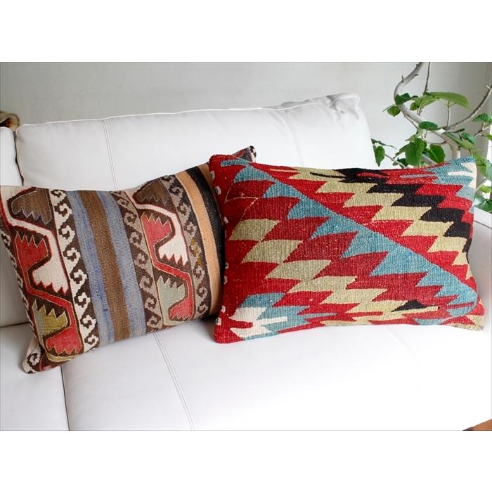 オールドキリムクッション 長方形ビッグピロー Turkish Old Kilim Cushionイーブルアイ/59x39cm/エシュメ(Esme) | ブランド登録なし | 04