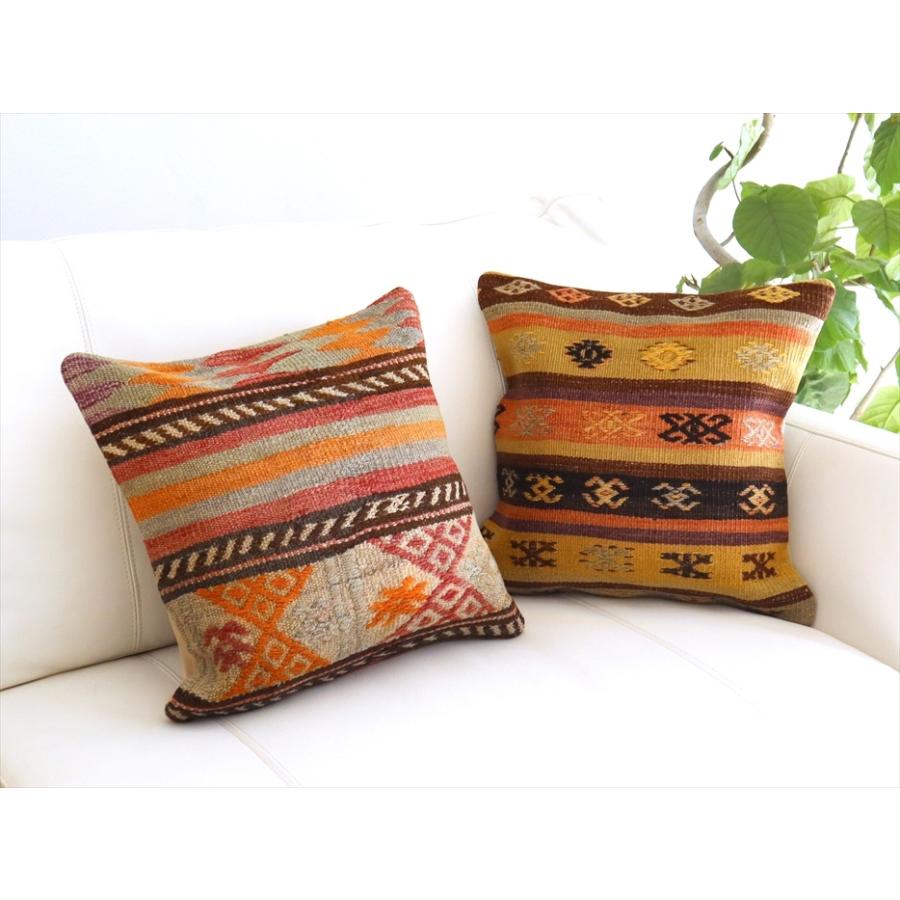 オールド キリムクッションカバー 40cmサイズ Turkish Kilim Cushion トルコキリム/コンヤ(Konya)ジジム ボーダー | ブランド登録なし | 04
