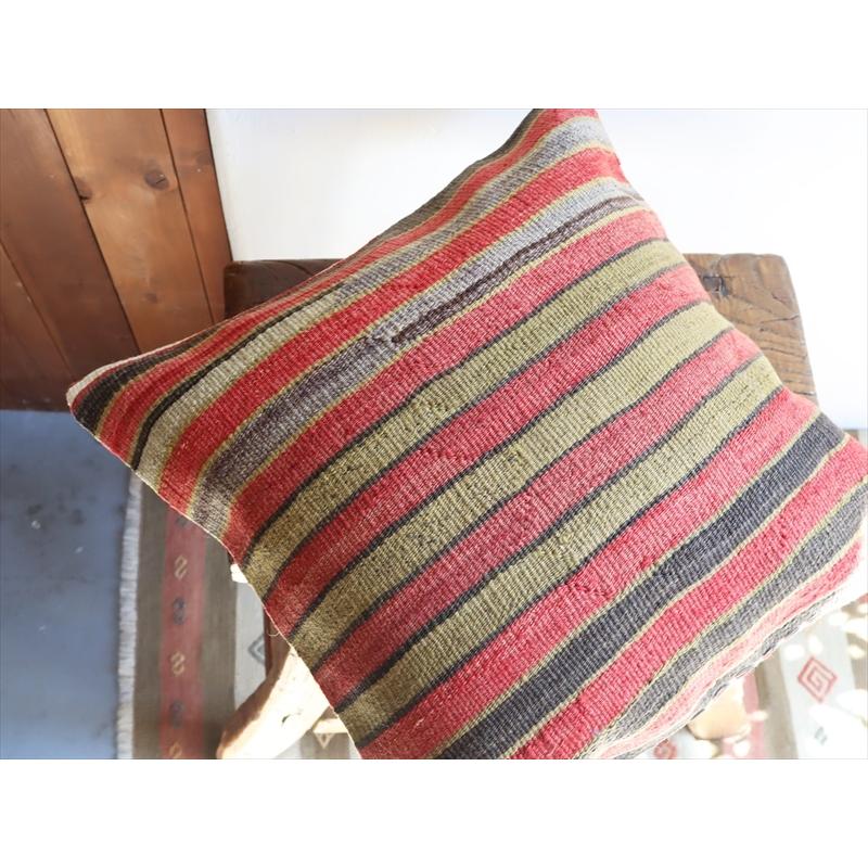オールドキリムクッションカバー40cm角サイズ/Turkish Kilim Cushion シンプル ボーダー | ブランド登録なし | 04