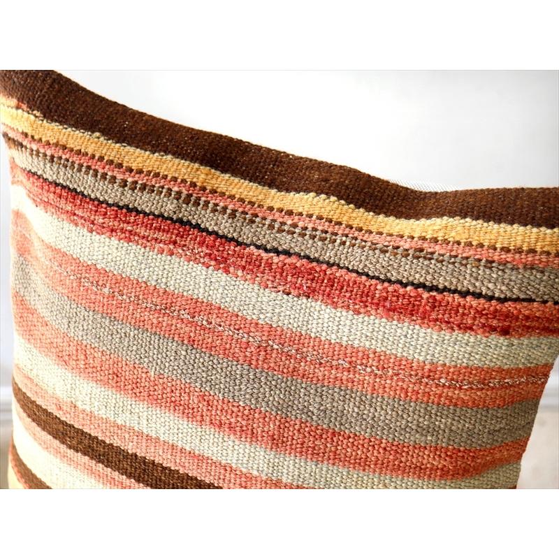 オールドキリムクッションカバー 40cm Old Kilim Cushion アースカラー シンプルボーダー | ブランド登録なし | 02