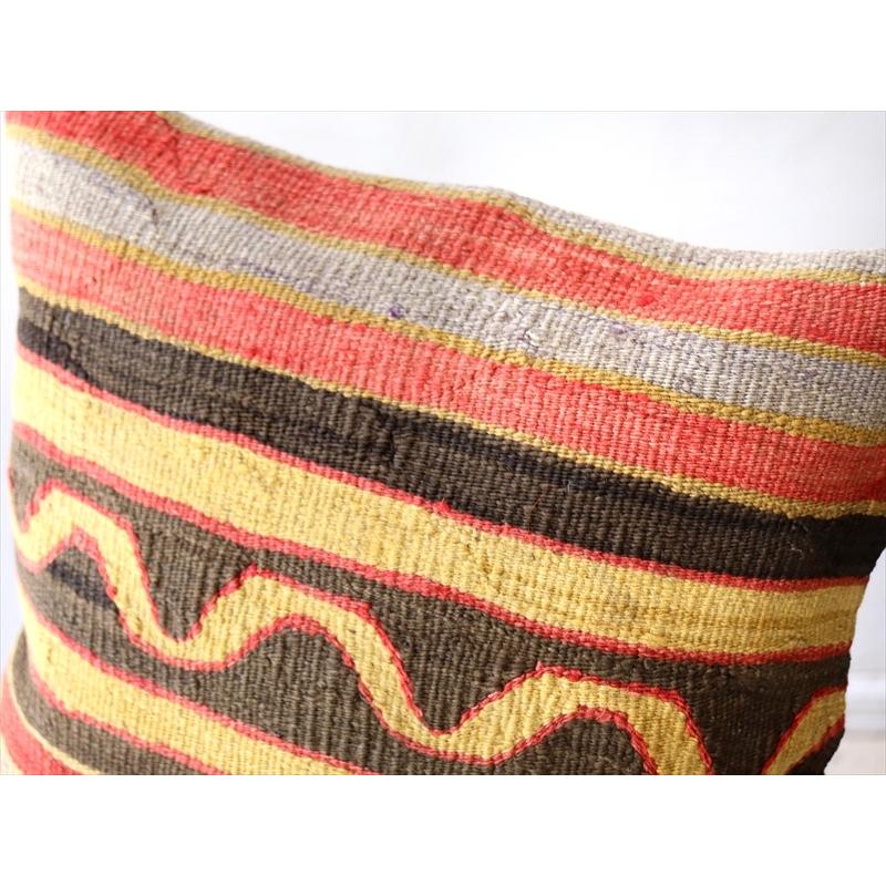 オールドキリムクッションカバー 40cm Old Kilim Cushion 波のモチーフ/シンプルボーダー | ブランド登録なし | 02