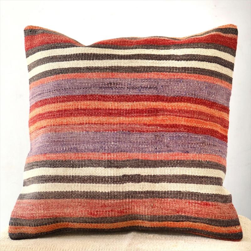オールドキリムクッションカバー 40cm Old Kilim Cushion シンプルボーダー | ブランド登録なし