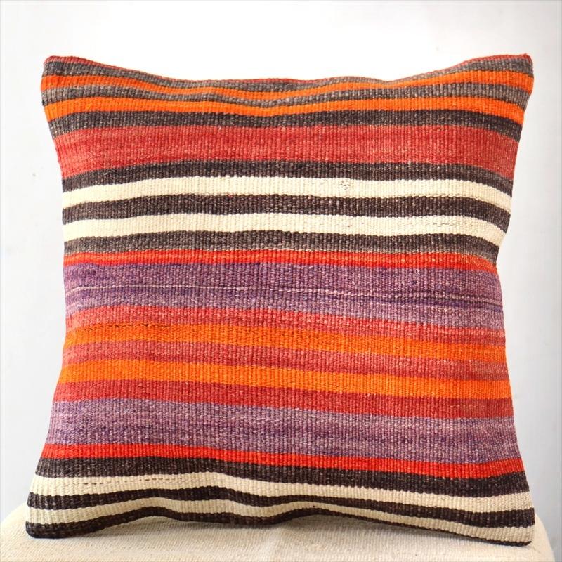 オールドキリムクッションカバー 40cm Old Kilim Cushion シンプルボーダー | ブランド登録なし
