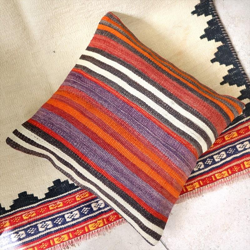 オールドキリムクッションカバー 40cm Old Kilim Cushion シンプルボーダー | ブランド登録なし | 01