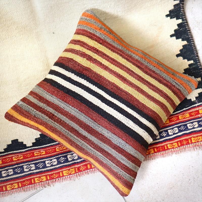 オールドキリムクッションカバー 40cm Old Kilim Cushion シンプルボーダー | ブランド登録なし | 01