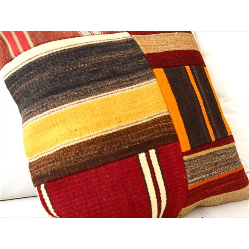 オールドキリムクッションカバー45cm Turkish Kilim Cushionトルコのウール手織りキリム パッチワーク | ブランド登録なし | 02