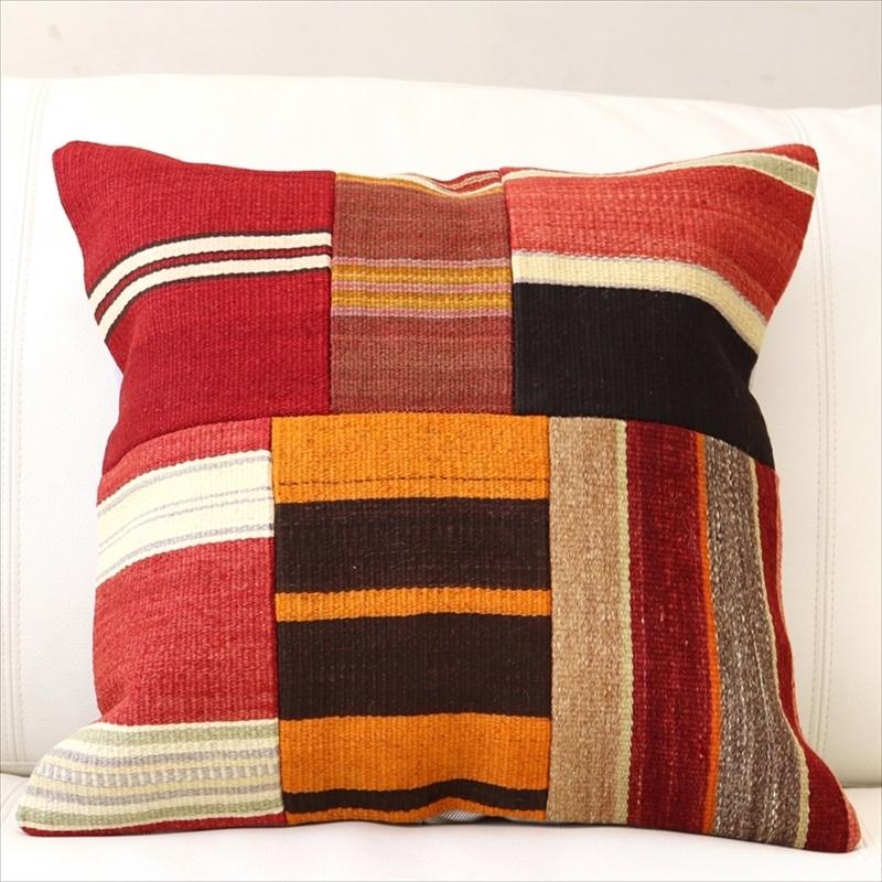 オールドキリムクッションカバー45cm Turkish Kilim Cushionトルコのウール手織りキリム パッチワーク | ブランド登録なし