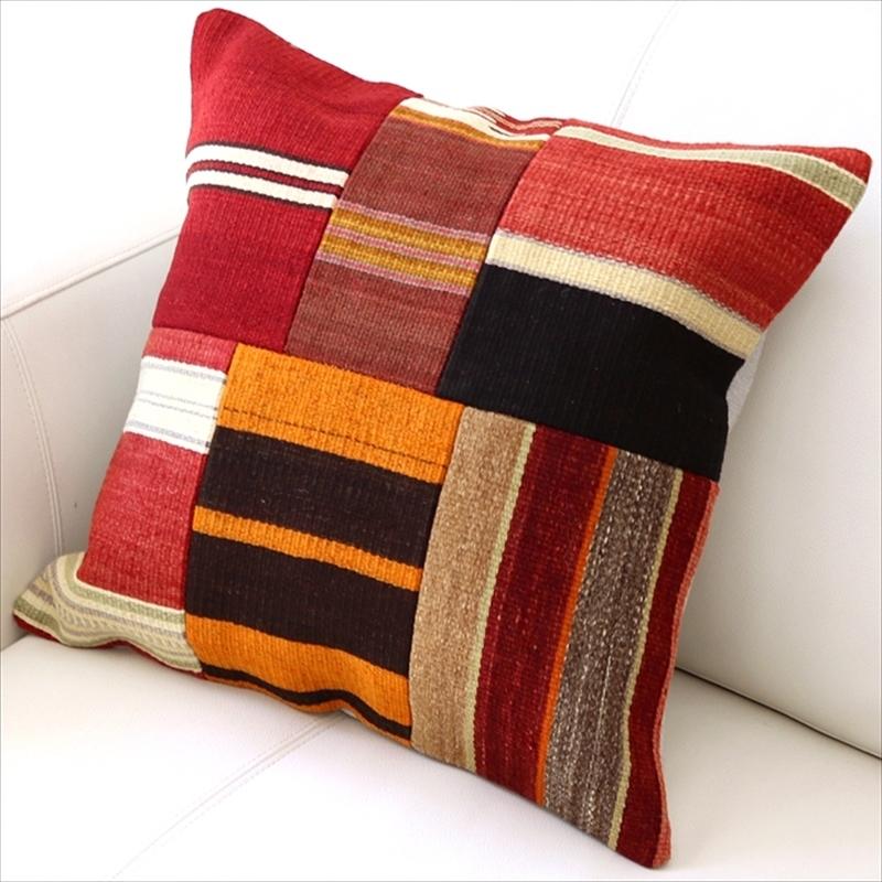 オールドキリムクッションカバー45cm Turkish Kilim Cushionトルコのウール手織りキリム パッチワーク | ブランド登録なし | 01
