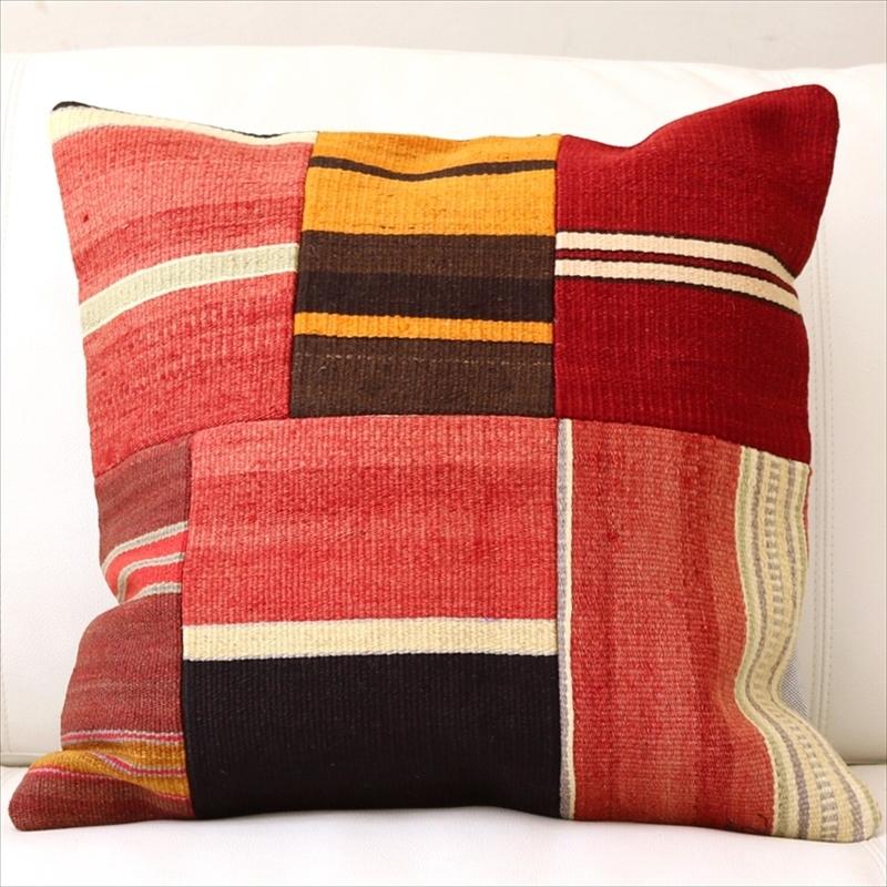 オールドキリムクッションカバー45cm Turkish Kilim Cushionトルコのウール手織りキリム パッチワーク | ブランド登録なし
