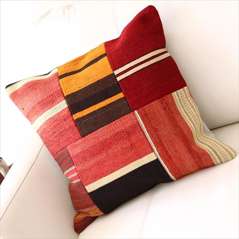 オールドキリムクッションカバー45cm Turkish Kilim Cushionトルコのウール手織りキリム パッチワーク | ブランド登録なし | 01