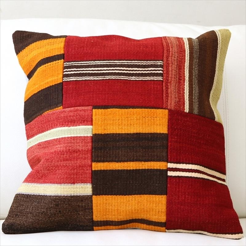 オールドキリムクッションカバー45cm Turkish Kilim Cushionトルコのウール手織りキリム パッチワーク | ブランド登録なし