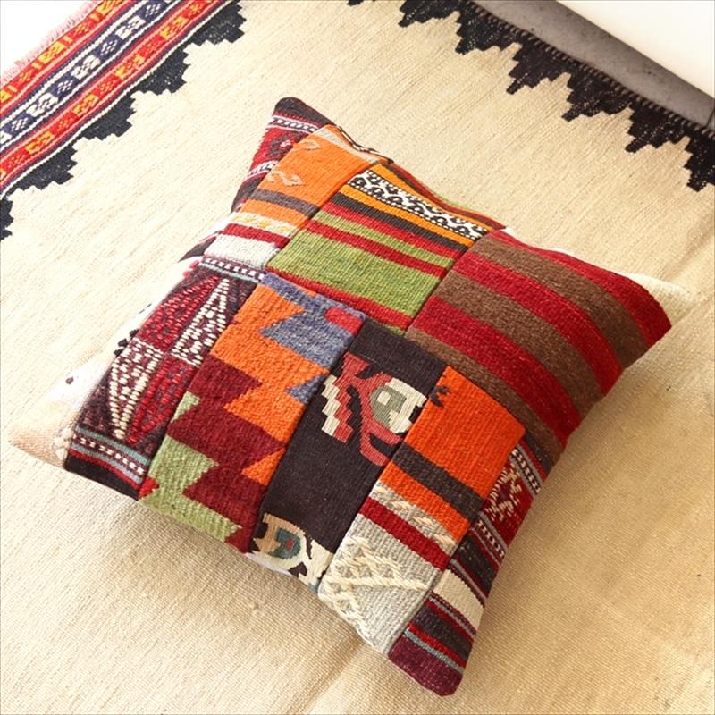 オールドキリムクッションカバー45cm Turkish Kilim Cushionトルコのウール手織りキリム パッチワーク | ブランド登録なし | 01