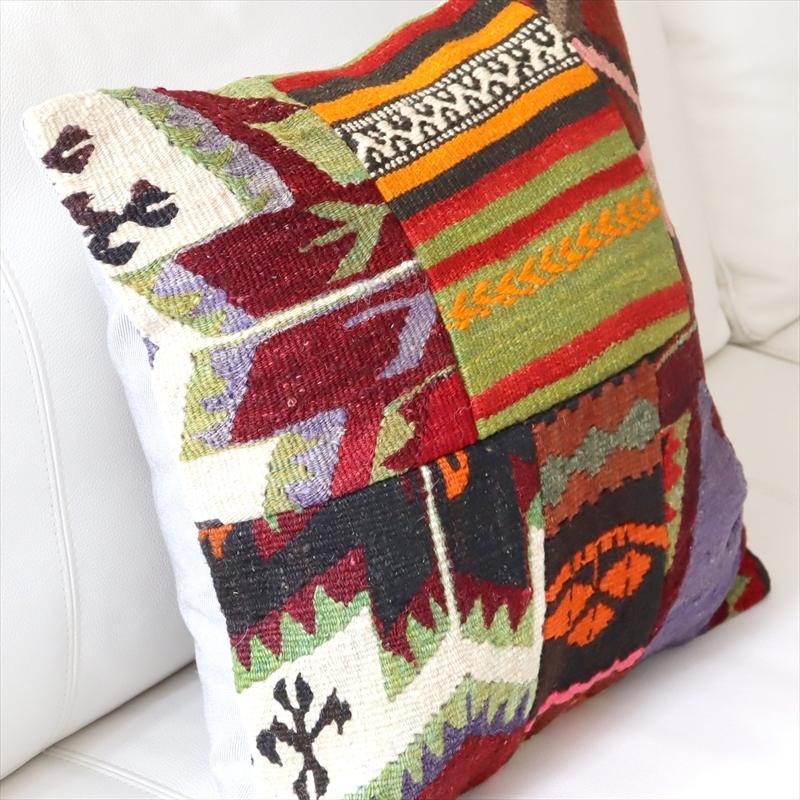 オールドキリムクッションカバー45cm Turkish Kilim Cushion トルコのウール手織りキリム パッチワーク | ブランド登録なし | 01