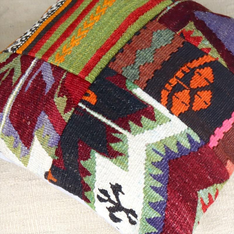 オールドキリムクッションカバー45cm Turkish Kilim Cushion トルコのウール手織りキリム パッチワーク | ブランド登録なし | 02