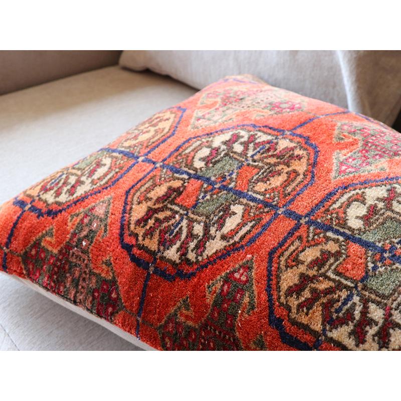 ヴィンテージ パイル織りラグ クッションカバー ギュル文様 横長ピロー Lumbar Pillowの画像