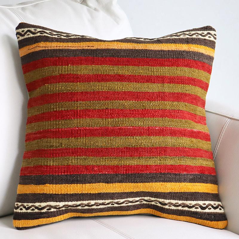 オールドキリム　クッションカバー 40cm Old Kilim Cushion シンプルボーダー | ブランド登録なし