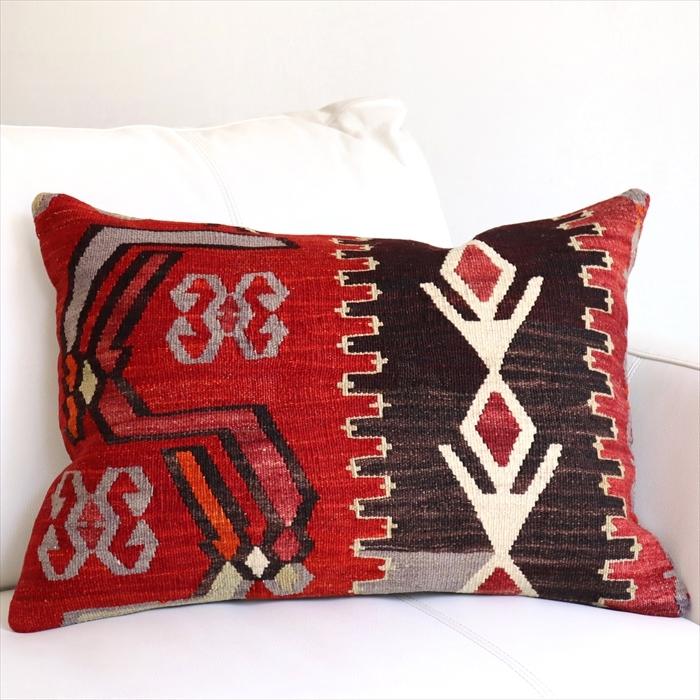 オールドキリムクッション 長方形 57x40cm ビッグピロー Turkish Old Kilim Lumbar Pillow | ブランド登録なし