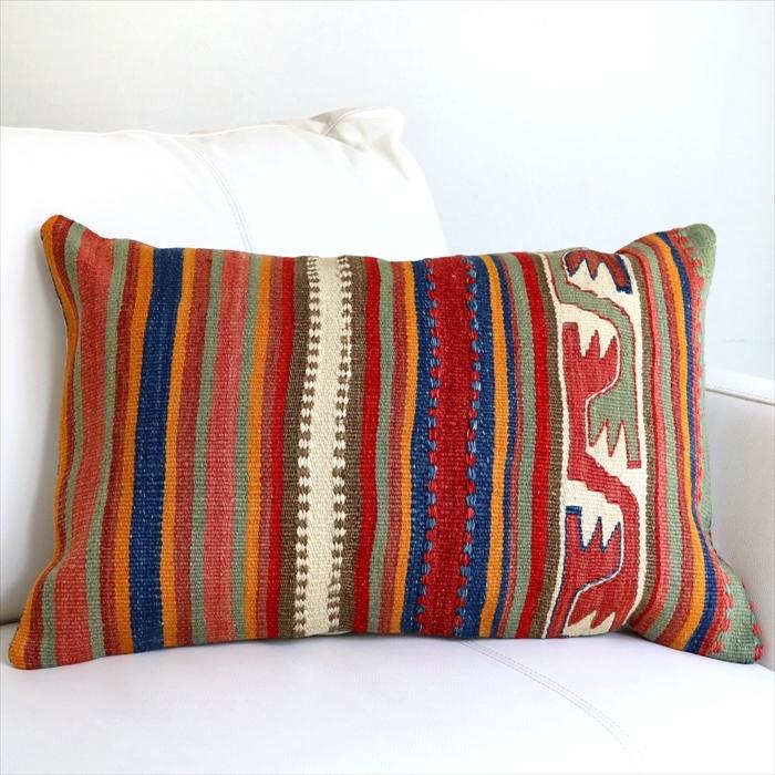 オールドキリムクッション 長方形 59x40cm 鳥のモチーフ ビッグピロー Turkish Old Kilim Lumbar Pillow | ブランド登録なし