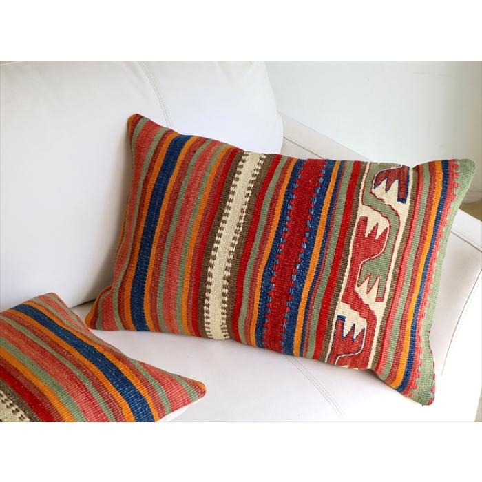 オールドキリムクッション 長方形 59x40cm 鳥のモチーフ ビッグピロー Turkish Old Kilim Lumbar Pillow | ブランド登録なし | 03