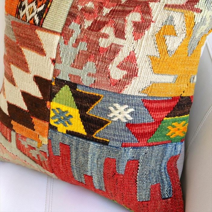 オールドキリムクッションカバー 40cm /Old Kilim Cushion パッチワーク トルコのウール手織りキリム | ブランド登録なし | 01