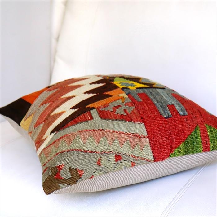 オールドキリムクッションカバー 40cm /Old Kilim Cushion パッチワーク トルコのウール手織りキリム | ブランド登録なし | 02