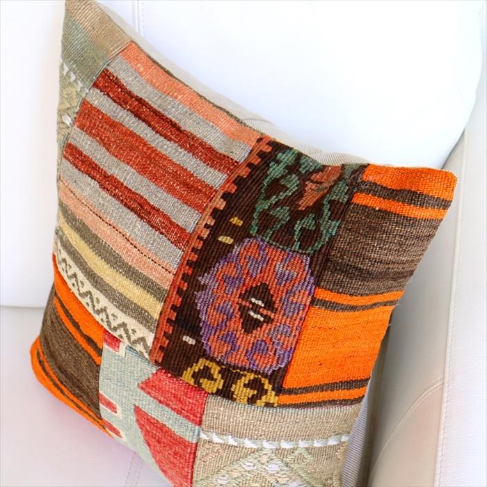 オールドキリムクッションカバー 40cm /Old Kilim Cushion パッチワーク トルコのウール手織りキリム | ブランド登録なし | 01
