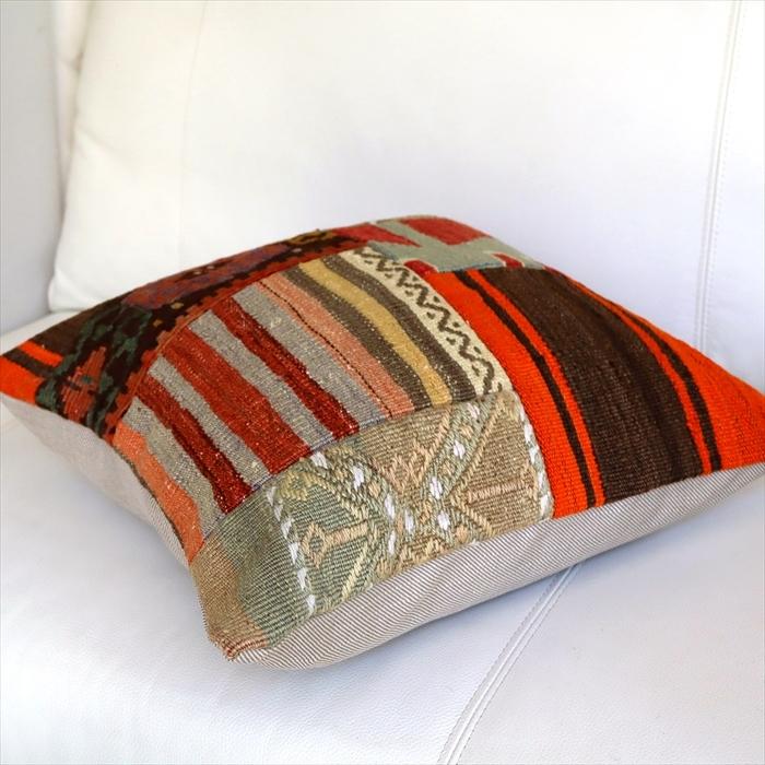オールドキリムクッションカバー 40cm /Old Kilim Cushion パッチワーク トルコのウール手織りキリム | ブランド登録なし | 02