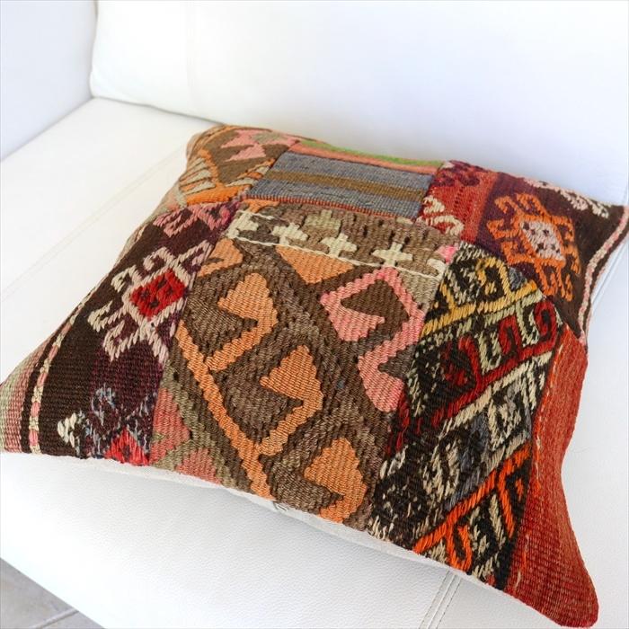 オールドキリムクッションカバー 40cm /Old Kilim Cushion パッチワーク トルコのウール手織りキリム | ブランド登録なし | 02