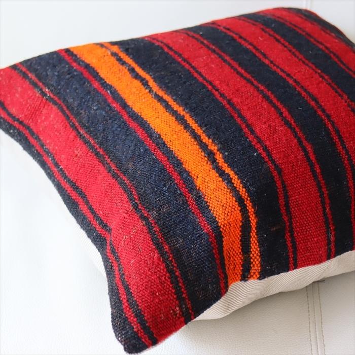 オールドキリム　クッションカバー 40cm Old Kilim Cushion 赤のボーダー OUTLET サービス品 | ブランド登録なし | 01